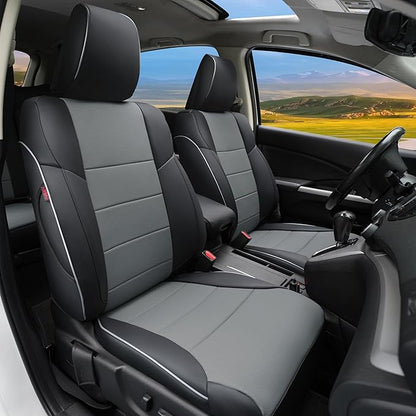 Lolcar CRV Seat Covers Custom Fit for Honda CRV 2015 2016 Full Set Car Seat Cover for SUV, Leather Truck Seat Protectors,Faux Leather (Black/Gray) by LOLCAR