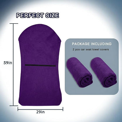 Car Seat Towel Cover, Universal Front Seat Protector for Cars, SUVs and Trucks, Sweat Towel Car Seat Cover for Gym, Yoga, Swimming, Pets and Family Travel, Profound Purple, 2 Pack - Image 8