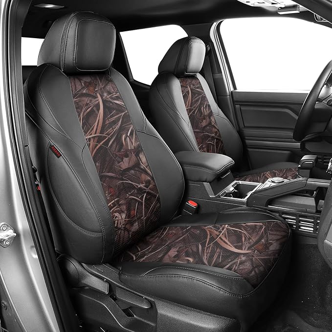 EKR Tacoma Leather Car Seat Covers Custom Fit for Toyota Tacoma 2012 2013 2014 2015 (Regular Seats) - Truck Seat Covers Full Set,Faux Leather(Black/Reed Camo) by EKR