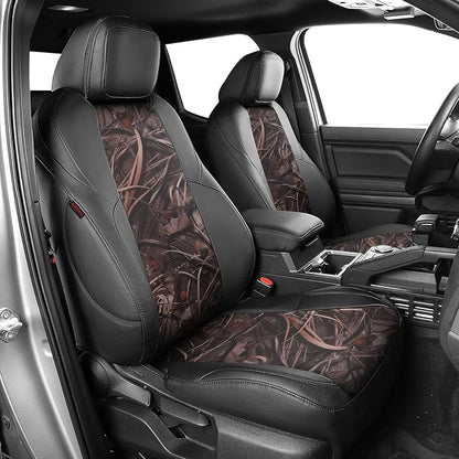 EKR Tacoma Leather Car Seat Covers Custom Fit for Toyota Tacoma 2012 2013 2014 2015 (Regular Seats) - Truck Seat Covers Full Set,Faux Leather(Black/Reed Camo) by EKR