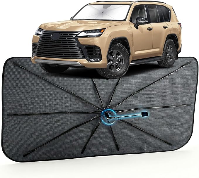 Car Windshield Sun Shade Umbrella for Lexus LX 2008-2026, 1:1 Fit Sunshade | [Reflective Coated Fabric] Car Shades Sun Visor Keep Car Cool and Protects Interior, Sunshade Umbrella for Front Window by MakeLifeBetter