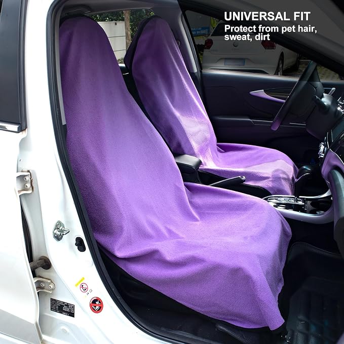 Waterproof Sweating Car Seat Cover for Post Gym Workout, Running, Swimming, Beach and Hiking, Universal Fit Non-Slip Bucket Seat Protector for Cars SUV Trucks, Machine Washable (Purple) - Image 6