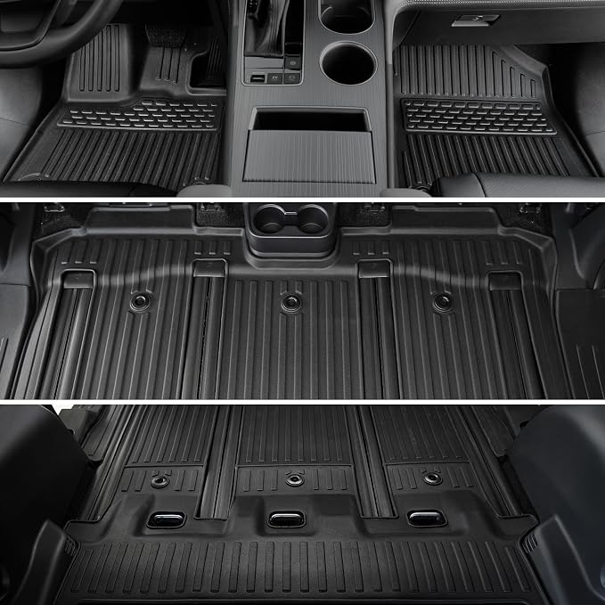 Floor Mats for 2021-2026 Toyota Sienna 7-Seat Accessories | w/ Spare Tire, Full-Coverage Set with Cargo Liner, Odorless TPE, All-Weather Protection, 3D Laser Fit, No Trimming Required - Image 3