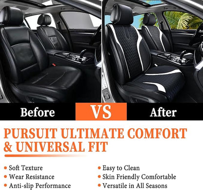 Coverado Front Seat Covers, 2PCS Waterproof Seat Covers for Cars, Car Seat Cushion Waterproof Leather Car Seat Protector, Driver Seat Cover Universal Fit for Most Sedans SUV Truck Black&White - Image 3