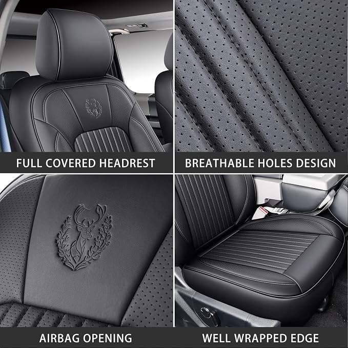 MINGBRON Car Seat Covers Custom Fit 2009-2026 Ford F150 Crew Cab and 2017-2026 F250 F350 F450 Super Duty Pick-up Truck, Automotive Vehicle Cushion Cover with Waterproof Leather（Black） - Image 5