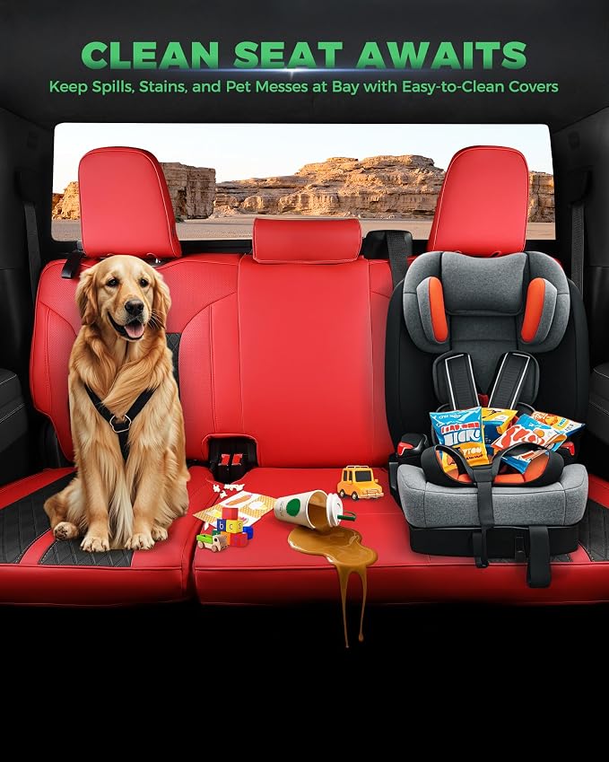 RIDEPOSH Custom Fit Seat Covers for Silverado/Sierra 1500 2019-2026 CrewCab | Fits 2500/3500HD 2020-2026, no Rear Armrest/Seatback Storage, Faux leather, Protective, Scratch-resistant, Easy-clean - Image 6