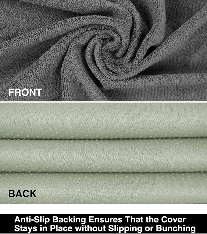 Waterproof Towel Car Seat Cover, Sweatproof Non-Slip Seat Protector, Universal Fit for Front Bucket or Rear Bench Seat of Cars, SUVs, Vans, Trucks, Compatible with Airbags and Armrests (Gray, 2 Pack) - Image 3