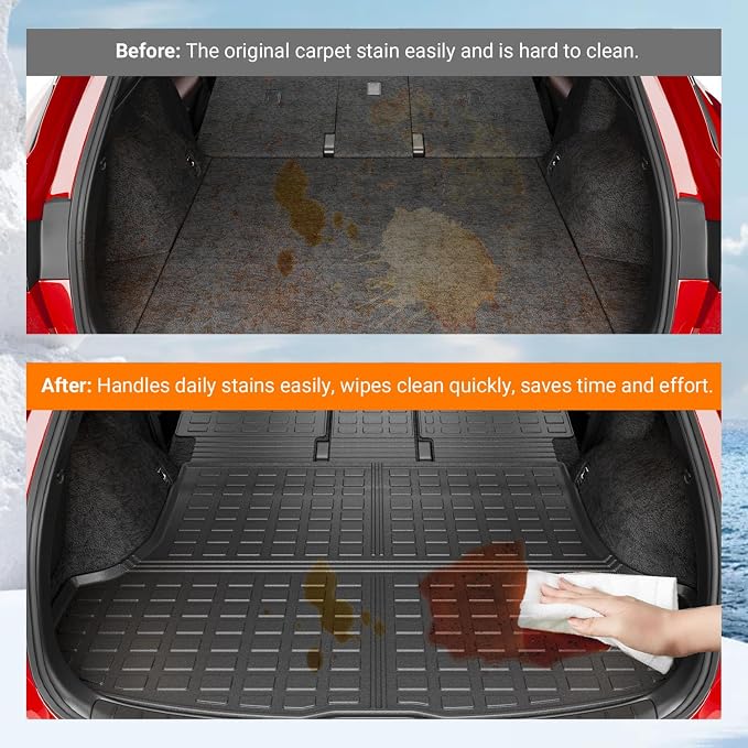 powoq Cargo Mat Compatible with 2023-2026 Lexus RX350 RX350H RX500H | Cargo Liner & Back Seat Protector TPE All Weather Replacement for 2023-2026 Lexus Accessories (Trunk Mat+Backrest Mats) - Image 3