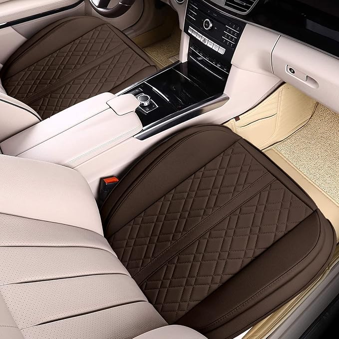 Car Seat Cover for Front Car Seat Bottom,Premium PU Leather Seat Cushion | Without Backrest with Storage Pocket,Full Wrapping Edge Works with Sedan SUV Pickup Minivan - Image 2