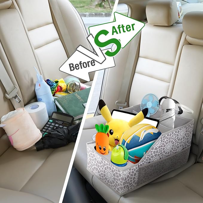 MULISOFT Car Seat Organizer- Backseat Car Organizer with 12 Storages Compartments and 2 Cup Holders, Organizers and Storage, Front Seat for Travel Kids,Gray - Image 5