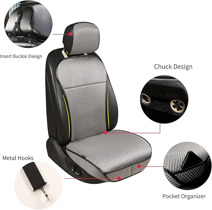 Auto Newer Luxury Breathable Car Seat Cover Fit Four Seasons, Universal Front of Car Seat Cushions, Bottom Seat Covers of Full Wrapped Edge,Universal Fit for 95% Cars,SUV,Pickup,Van(Grey，1PCS) - Image 3