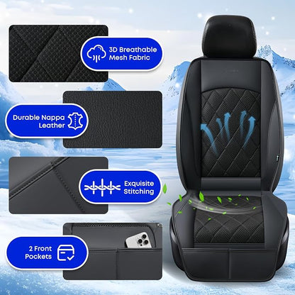 [2026 Upgrade] Cooling Car Seat Cover Ventilated Seat Cushion Summer Driving 12V-24V Ventilated Car Seat Cushion with 2 Powerful Turbo Fans with 3-Speed Adjustable Universal Fit Most Cars-Black - Image 4
