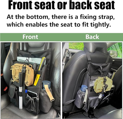 Front & Seat back organizer with dedicated tablet and 15.6 IN laptop storage stabilizers external stabilizing side straps soft adjustable shoulder straps hardened buckle (Black) - Image 3