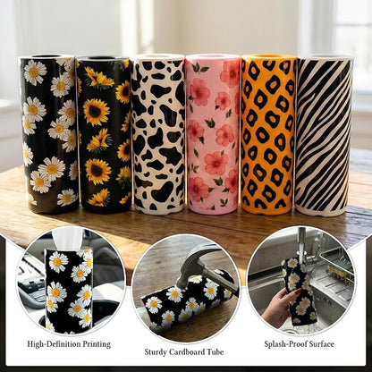 Car Tissues Cylinder for Cup Holder - Refillable Round Tissues Canister with 2 Packs Tissue - Boho Floral Car Interior Accessories for Women & Men - Cute Flower Cars Decorations (Daisy) - Image 4