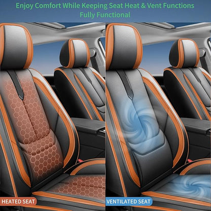 Fit Sentra Car Seat Covers for Nissan Sentra 2008-2024 2025 2026-Upgraded Premium Waterproof & Breathable Leather,Airbag Compatible,All-Weather Seat Cushion Protector,Full Set,Black-Brown - Image 7