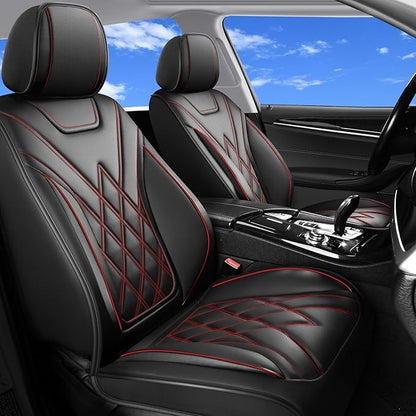 for Subaru Forester 2009-2026 Car Seat Covers, Full Set, Redline | Luxury Full Coverage Leather Seat Protectors, Waterproof Breathable, Non-Slip, Easy to Install, Airbag Compatible, All-Season by Unknown