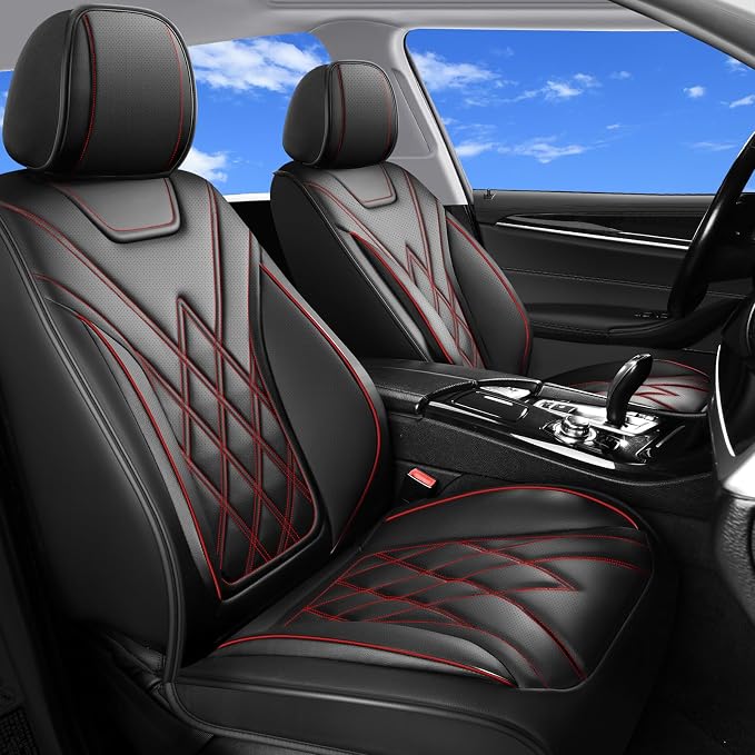 For Subaru Impreza 2012-2025 2026 Car Seat Covers, Full Set, Redline | Luxury Full Coverage Leather Seat Protectors, Waterproof Breathable, Non-Slip, Easy to Install, Airbag Compatible, All-Season by Unknown