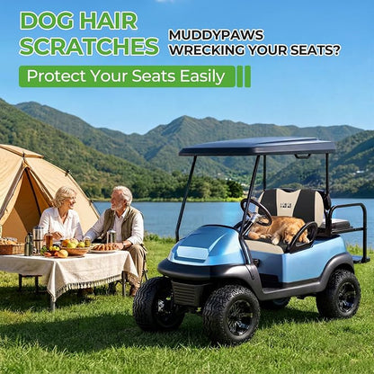 10L0L Golf Cart Seat Covers for Yamaha EZGO Club Car Seat Towel Cushion | Breathable Mesh All-Season Front/Rear Seat Blanket, UV Resistant, Cool Comfort, Machine Washable, Easy On, Great Golf Gift - Image 7
