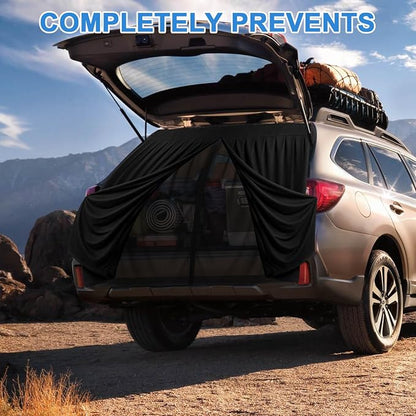 Magnetic Vans Bug Screen Nets, Universal Double Layer SUV Minivan Tailgate Back Door Mosquito Net with Suede Outer, with Magnetic Closure for SUV Back Door Bug Mesh with Zipper-63 inch(H) X 60 inch(W) - Image 7