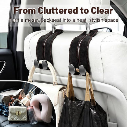 SUKIPIN Car Hooks, Car Seat Headrest Hooks for Purses and Bags 4-Pack Black | Car Accessories for Women, Solid Durable Construction, Quick Tool-free Mounting, Universal Fit for Most Vehicle Headrests - Image 4