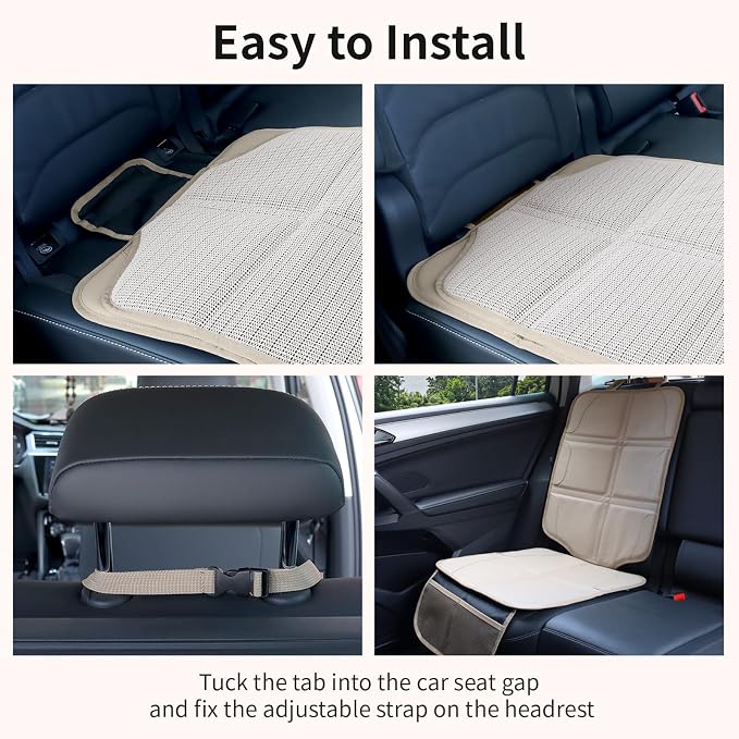 Car Seat Protector,Extra Thick Car Seat Covers Non-Slip Waterproof Mat Pad Leaving No Imprints Marks for Child Baby Pet Truck SUV Automobile (Beige-B) - Image 8