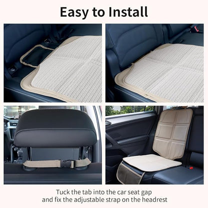 Car Seat Protector,Extra Thick Car Seat Covers Non-Slip Waterproof Mat Pad Leaving No Imprints Marks for Child Baby Pet Truck SUV Automobile (Beige-B) - Image 8
