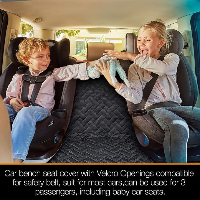 Bench Dog Seat Cover, Oxford Cloth Vehicle Seat Cover for Car/SUV/Small Truck, Universal Fit, Black, Waterproof, Heavy Duty, Nonslip, Machine Washable - Image 5