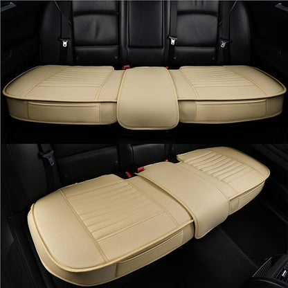 Back Seat Covers, Rear Seat Cushions, Auto Bench Protector with Breathable PU Leather and Non-Slip Bottom Universal for 4 Season (Beige, 61" x 20. 5") - Image 2