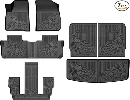 T TGBROS for GMC Acadia Floor Mats 2017-2023 All-Weather Full Set Custom Fit TPE Liners Back Seat Protector Cargo Liner Trunk for Acadia Accessories 7PCS(6-seat) by TTGBROS