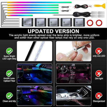 Dreamcolor Acrylic Interior Car LED Strip Light with Wireless APP, RGB 10 in 1 with 175 inches 593 Neon Car Ambient Lighting Kits, Dynamic Chasing Music Sync LEDs Fiber Optic Strip Lights for Car - Image 5
