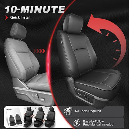 TTX LIGHTING Custom Fit Front Seat Covers for Ram 1500/2500/3500 2012-2026 | Original Seat Pattern Waterproof Faux Leather Truck Seat Covers for Crew Cab/Quad Cab Flat Bench - Image 3