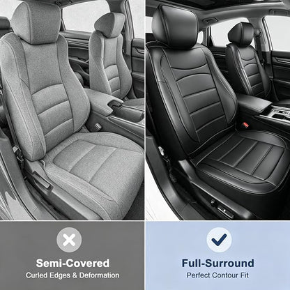 IKABEVEM Car Seat Covers Custom Fit for Honda Accord 2018-2022 Full Set | Waterproof Faux Leather,Scratch Resistant,Fully Wrapped,Easy to Install & Wipe Clean,Black Interior Seat Protector - Image 8