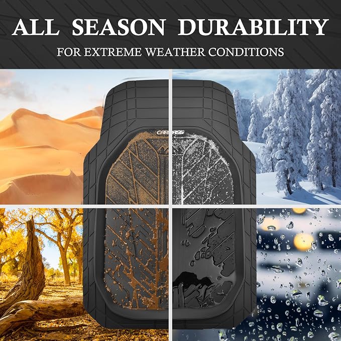 CAR PASS Rubber Leather Steering Wheel Cover Large-Size 15.5-16 Inches Fit for Truck SUV Large Car Ram F150 Tundra 4Runner Tacoma, XXL Heavy Duty Deep-Dish Car Floor Mats, Trim-to-Fit Car Mat Black - Image 5