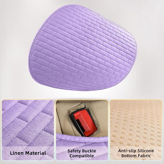 Little Purple Linen Back Seat Cover, Rear Car Seat Cover for Cars Truck SUV | Cloth Seat Covers for Cars, Seat Covers with Storage Pocket, Bottom Auto Seat Cushion Pad Mat for Most Vehicles - Image 4