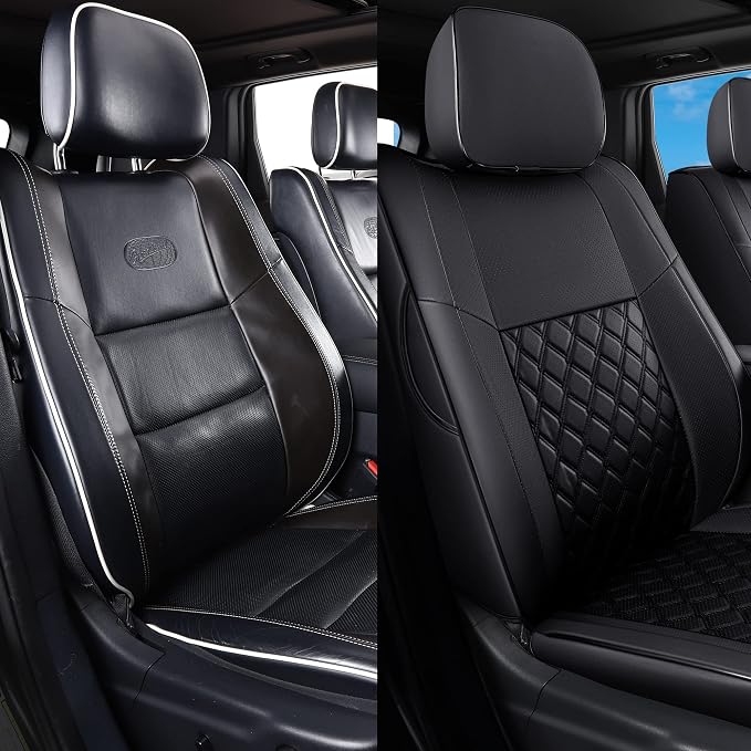Huidasource Upgrade Jeep Grand Cherokee Seat Covers, Full Coverage Waterproof Leather Car Seat Covers, Custom Seat Cushion Protector Fit for Jeep Grand Cherokee 2011-2021 (Full Set/Black) - Image 8