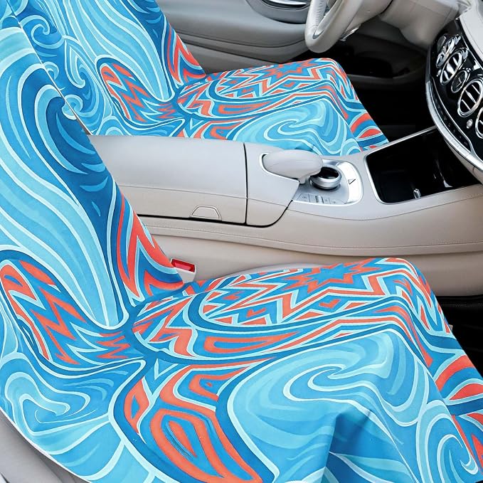Hahafelt 2 Pack Car Seat Towel Cover with Storage Bag, Colorful Sea Turtle | 63 x 32 in Car Towel Seat Cover Non Slip Waterproof, Gym Workout Swimming Running, Machine Washable Sweat Absorbent Protector - Image 6
