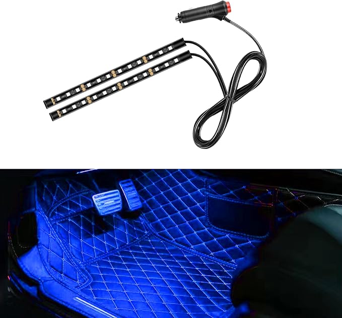 Car LED Strip Light, 24 LED 12V Cigarette Lighter Port, Blue | RGB Neon Auto Interior Atmosphere Lights, Under Dash Ambient Night Light, Universal Decorative Lamp Accessory for Car Truck by Unknown