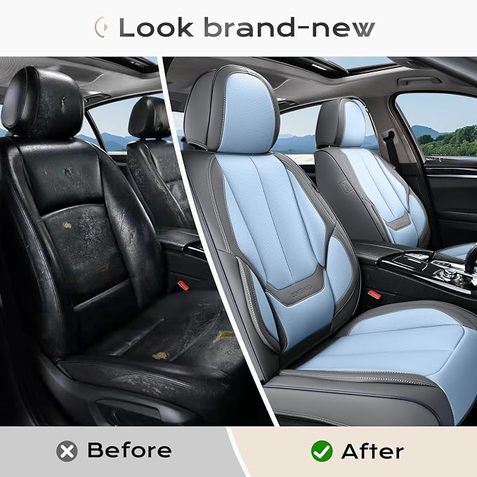 Coverado Car Seat Covers, Seat Covers for Cars, Waterproof Leather Auto Seat Protectors, Leather Car Seat Cushion, Car Interiors Accessories Universal Fit for Most Cars - Image 9