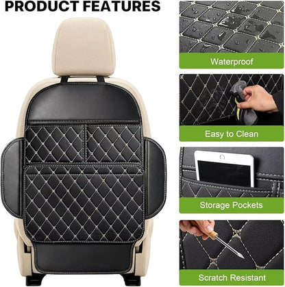 Seat Back Protectors for Kids Car Kick Mats with Large Pocket Organizer Waterproof Dustproof Anti-Scratch Front Seat Back Cover Fits Most Vehicles 2PCS - Image 4
