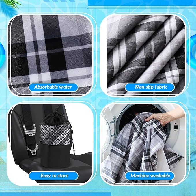 Hahafelt Car Seat Towel Cover with Storage Bag, 63 x 32 Inch Universal Non Slip Waterproof Sweat Protector for Car, Gym Swimming Running, Machine Washable(Plaid) - Image 4