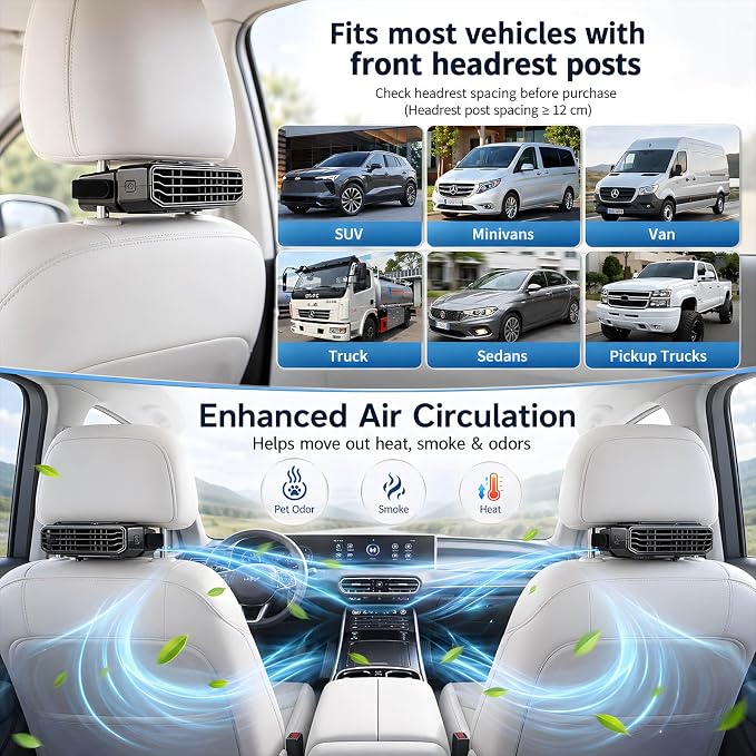 2026 New 5 Speed Car Seat Fan for Baby Rear Facing, Ultra-Quiet Portable Car Fans for Backseat For Kids, Portable Car Ac Fan with Fragrance Cooling for Almost Vehicle Jeep Van Rv Truck (1) - Image 4