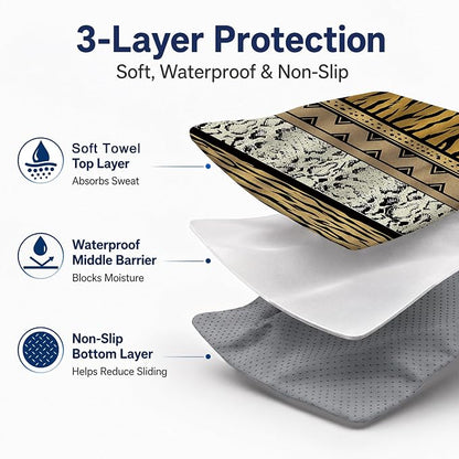 Car Seat Towel Cover 2 Pack for Front Seats, Sweat Absorbent Car Seat Protector with Non-Slip Backing, Waterproof Towel Car Seat Covers for Runners, Gym, Swimming, Beach, Wild Safari Stripe - Image 3