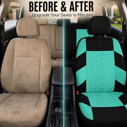 FH Group Full Set Premium Cloth Car Seat Covers - Universal Fit, Low Back Front Seat Covers, Airbag Compatible, Split Bench Rear Seat, Washable Seat Cover for SUV, Sedan, Mint - Image 10