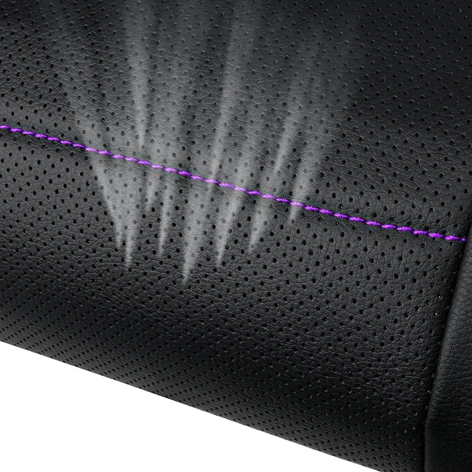 CAR PASS Piping PU Leather Car Seat Cover,Inside Zipper Design and Reserved Opening Holes Airbag Compatible,Universal FIT for Car, SUVs,Van,Trucks,Full Set, Black & Purple - Image 7