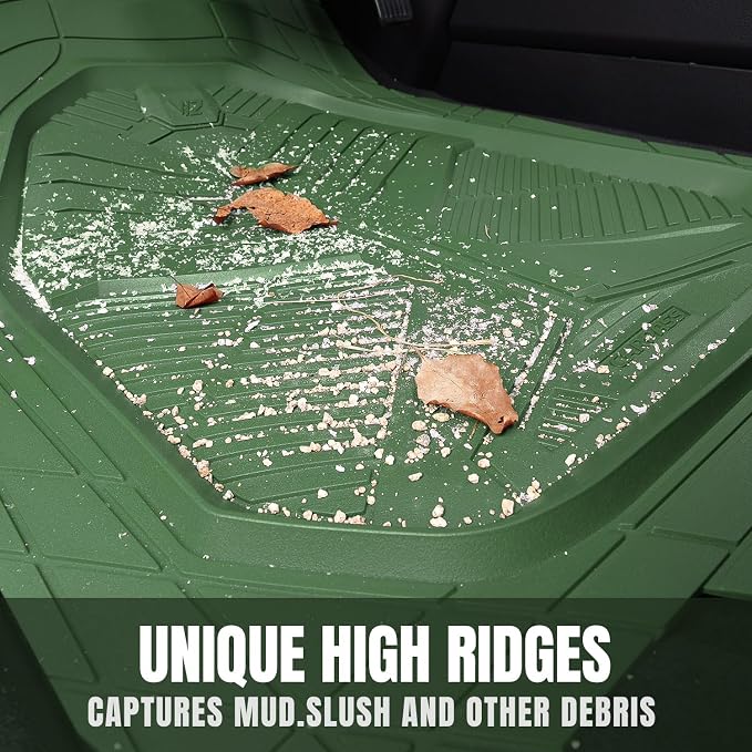 CAR PASS Heavy Duty Rubber Car Mats, Deepdish All Weather Floor Mats for Car Full Set, Universal Automotive Mats Trim to Fit for Sedans SUVs Trucks, Waterproof Anti-Slip Deep Tray 3 Pieces Olive Green - Image 4