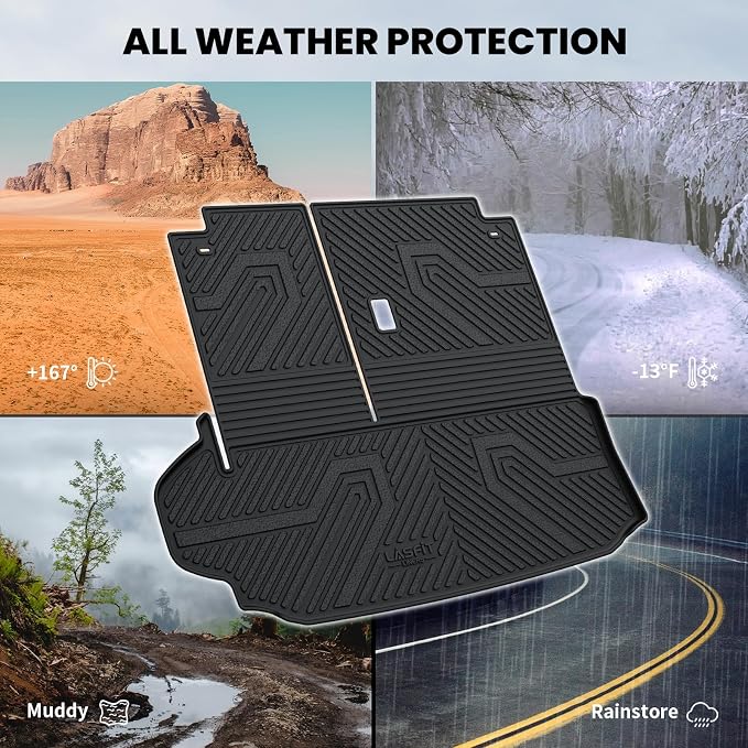 LASFIT Cargo & Backrest Mats for Toyota Highlander 2026-2020 7 & 8 Seats | Fit Without Subwoofer, All Weather TPE Custom Fit Cargo Liner, Full Coverage Cargo Mats - Image 8
