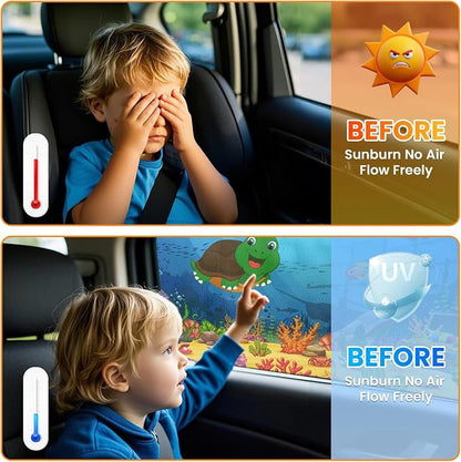 Car Window Shades(2 Pack)-Side Window Sun Shades, UV Protection Breathable Spandex Baby Window Covers, Universal Fit Most of Cars, Protect Privacy for Family-(27.2"x39.8"), Ocean Blue - Image 5
