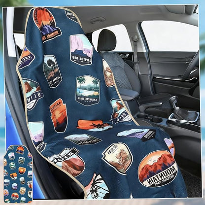 Lonfliness 2PCS Car Seat Cover Towel Non Slip Front Seat Car Seat Towel Athletic Running Towel Washable Seat Cover for Gym Workout Sweat Outdoor Sport Beach Hiking Yoga (National Park) - Image 4