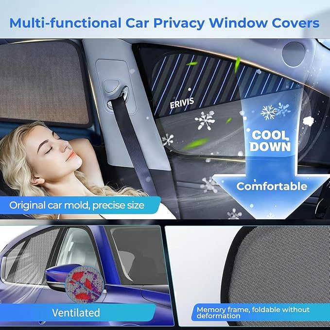 2PCS Rear Side Window Mesh Shades for Toyota 4Runner 2011-2023 | Sun & Heat Block Privacy Window Covers Accessories, UV Protection for Kids, Pets & Outdoor Travel - Image 4