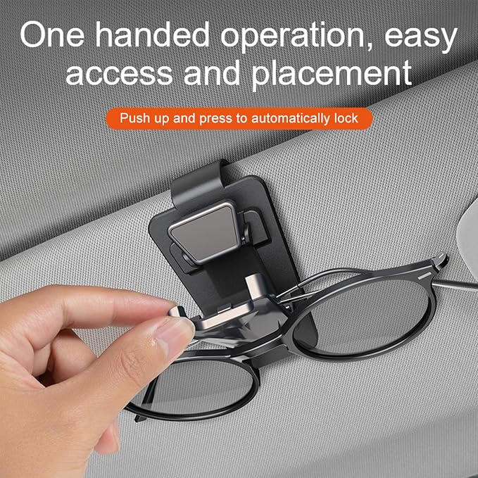 Sunglasses Holder for Car, Sun Visor Organizer Glasses Holder Clip | 2 Pack Metal One-Handed-Operation Sunglasses Holder for Car, Visor Glasses Case, Universal Car Eyeglass Storage Accessories - Image 2